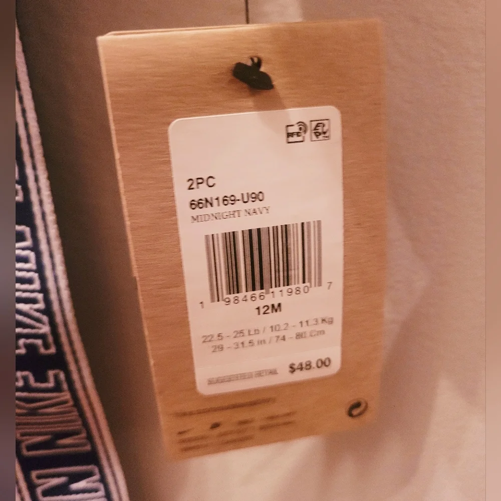 Nike Dri-fit Navy Blue Jogging Suit For Infants With Nike On Sides Size 12 Month - Picture 2 of 3